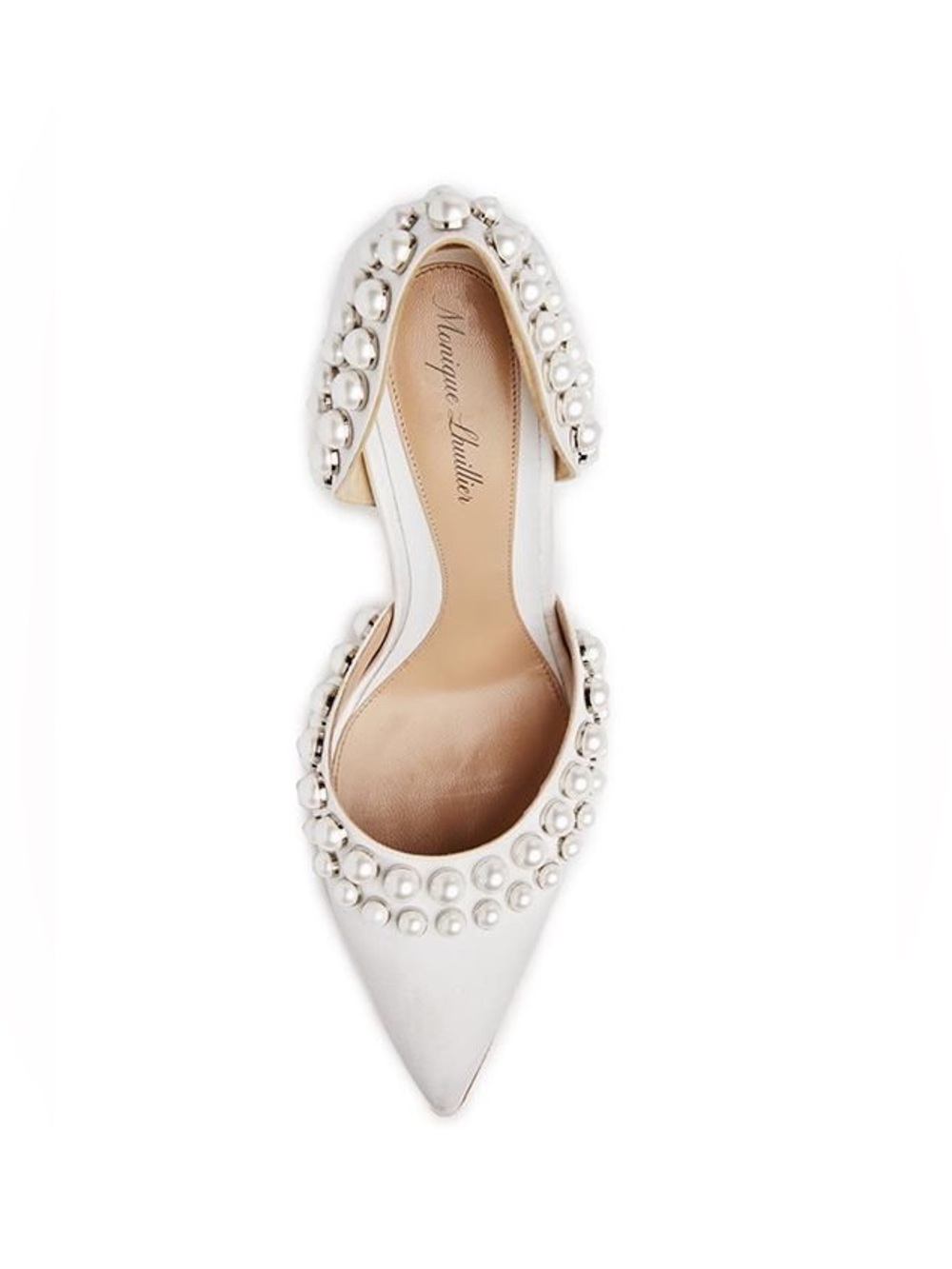 Worn once! Monique Lhuillier Shannon Suede Pearl Pump | Size 38.5